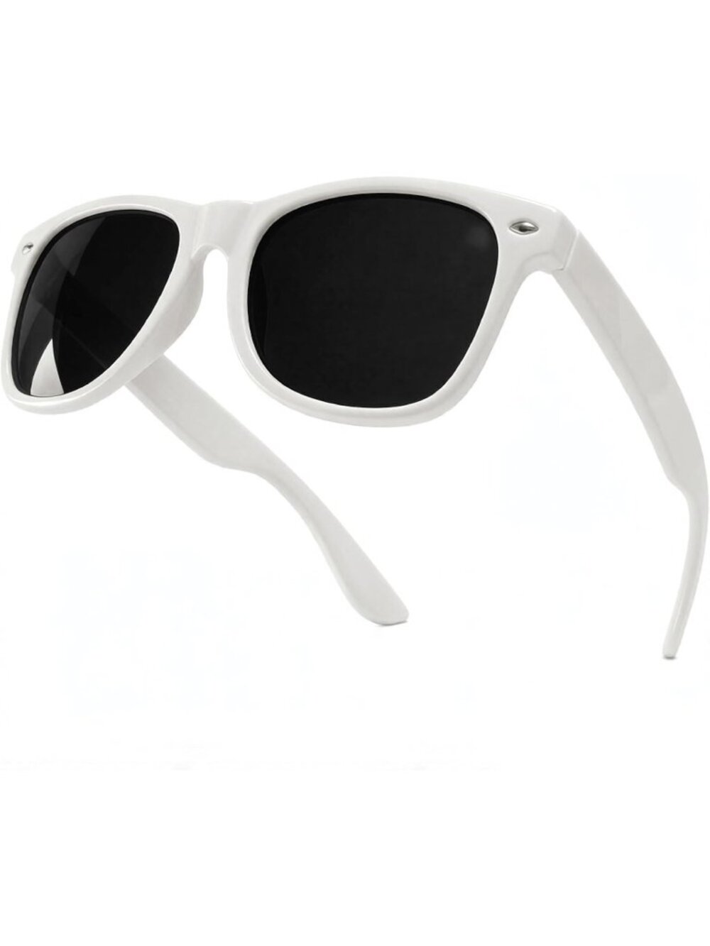 Women's White Trendy Rectangle Sun Glasses Classic Designer Shade UV Protection